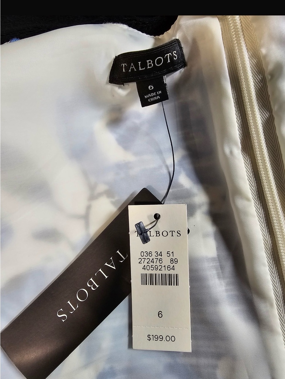 Talbots Floral Sheath Dress Blue Black Ivory Size 6 NWT - Picture 10 of 10